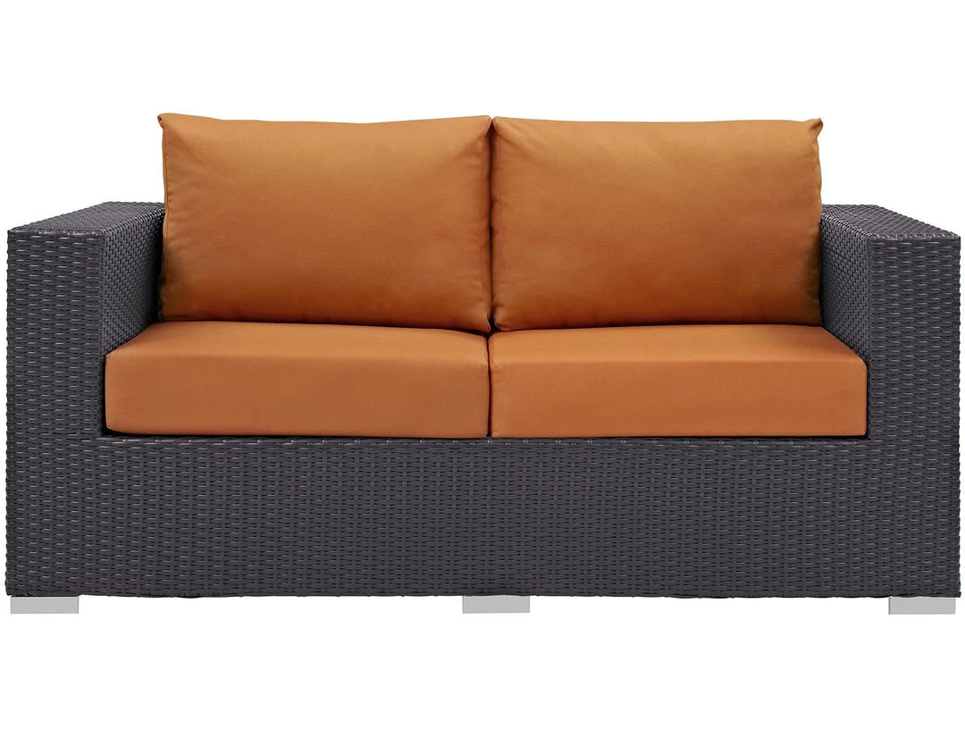 Modway Convene Outdoor Patio Loveseat Espresso Orange 4 Modway Convene Outdoor Patio Loveseat Espresso Orange