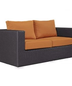 Modway Convene Outdoor Patio Loveseat Espresso Orange