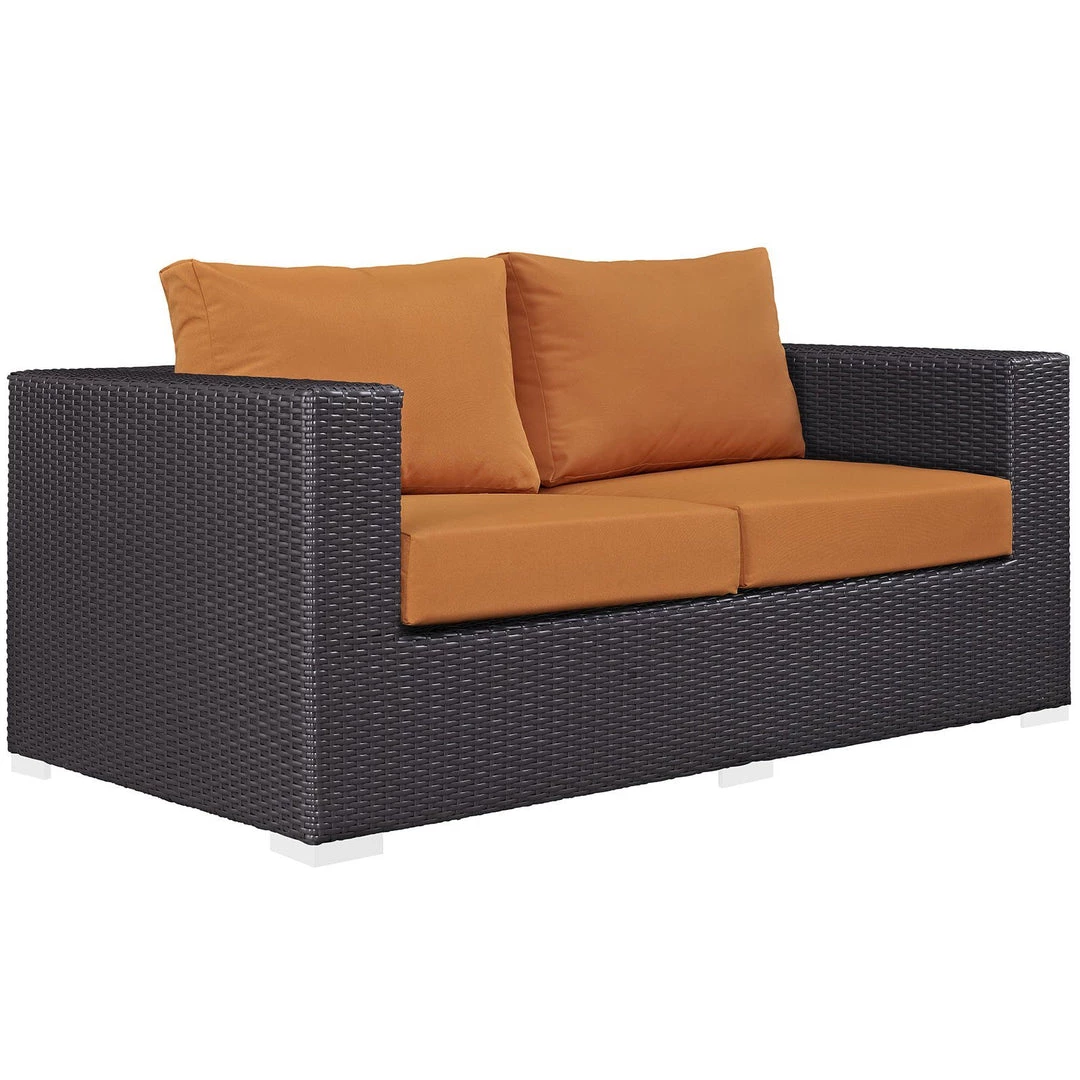 Modway Convene Outdoor Patio Loveseat Espresso Orange 1 Modway Convene Outdoor Patio Loveseat Espresso Orange