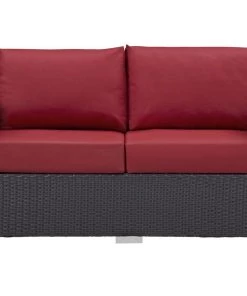 Modway Convene Outdoor Patio Loveseat Espresso Red Outdoor Loveseats