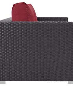 Modway Convene Outdoor Patio Loveseat Espresso Red Outdoor Loveseats