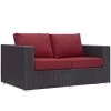 Modway Convene Outdoor Patio Loveseat Espresso Red Outdoor Loveseats