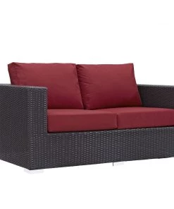 Modway Convene Outdoor Patio Loveseat Espresso Red Outdoor Loveseats