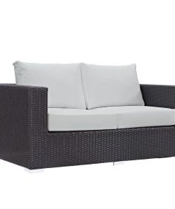 Modway Convene Outdoor Patio Loveseat Espresso White Outdoor Loveseats
