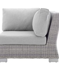 Modway Conway Sunbrella® Outdoor Patio Wicker Rattan Corner Chair Light Gray Gray Outdoor Sectional