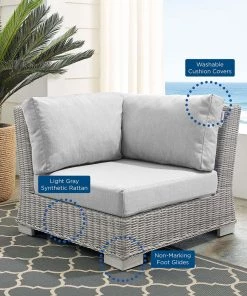 Modway Conway Sunbrella® Outdoor Patio Wicker Rattan Corner Chair Light Gray Gray Outdoor Sectional