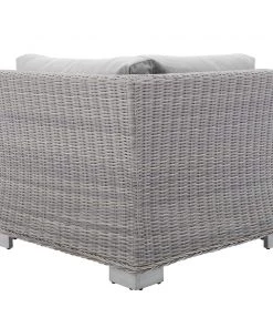 Modway Conway Sunbrella® Outdoor Patio Wicker Rattan Corner Chair Light Gray Gray Outdoor Sectional
