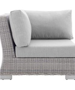 Modway Conway Sunbrella® Outdoor Patio Wicker Rattan Corner Chair Light Gray Gray Outdoor Sectional