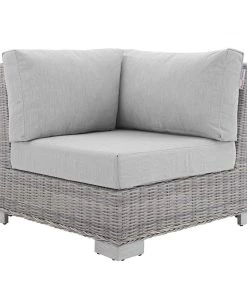 Modway Conway Sunbrella® Outdoor Patio Wicker Rattan Corner Chair Light Gray Gray Outdoor Sectional