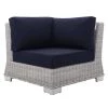 Modway Outdoor Sectional Conway Sunbrella® Outdoor Patio Wicker Rattan Corner Chair Light Gray Navy