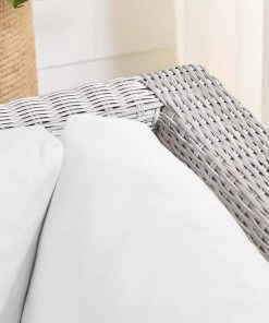 Modway Outdoor Sectional Conway Sunbrella® Outdoor Patio Wicker Rattan Corner Chair Light Gray White