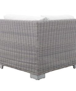 Modway Outdoor Sectional Conway Sunbrella® Outdoor Patio Wicker Rattan Corner Chair Light Gray White