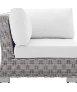 Modway Outdoor Sectional Conway Sunbrella® Outdoor Patio Wicker Rattan Corner Chair Light Gray White