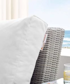 Modway Conway Sunbrella® Outdoor Patio Wicker Rattan Left-Arm Chair Light Gray White Outdoor Sectional