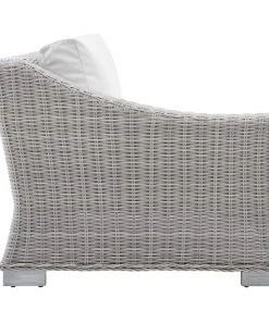 Modway Conway Sunbrella® Outdoor Patio Wicker Rattan Left-Arm Chair Light Gray White Outdoor Sectional