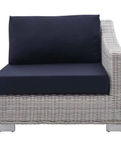 Modway Conway Sunbrella® Outdoor Patio Wicker Rattan Right-Arm Chair Light Gray Navy 12 Modway Conway Sunbrella® Outdoor Patio Wicker Rattan Right-Arm Chair Light Gray Navy