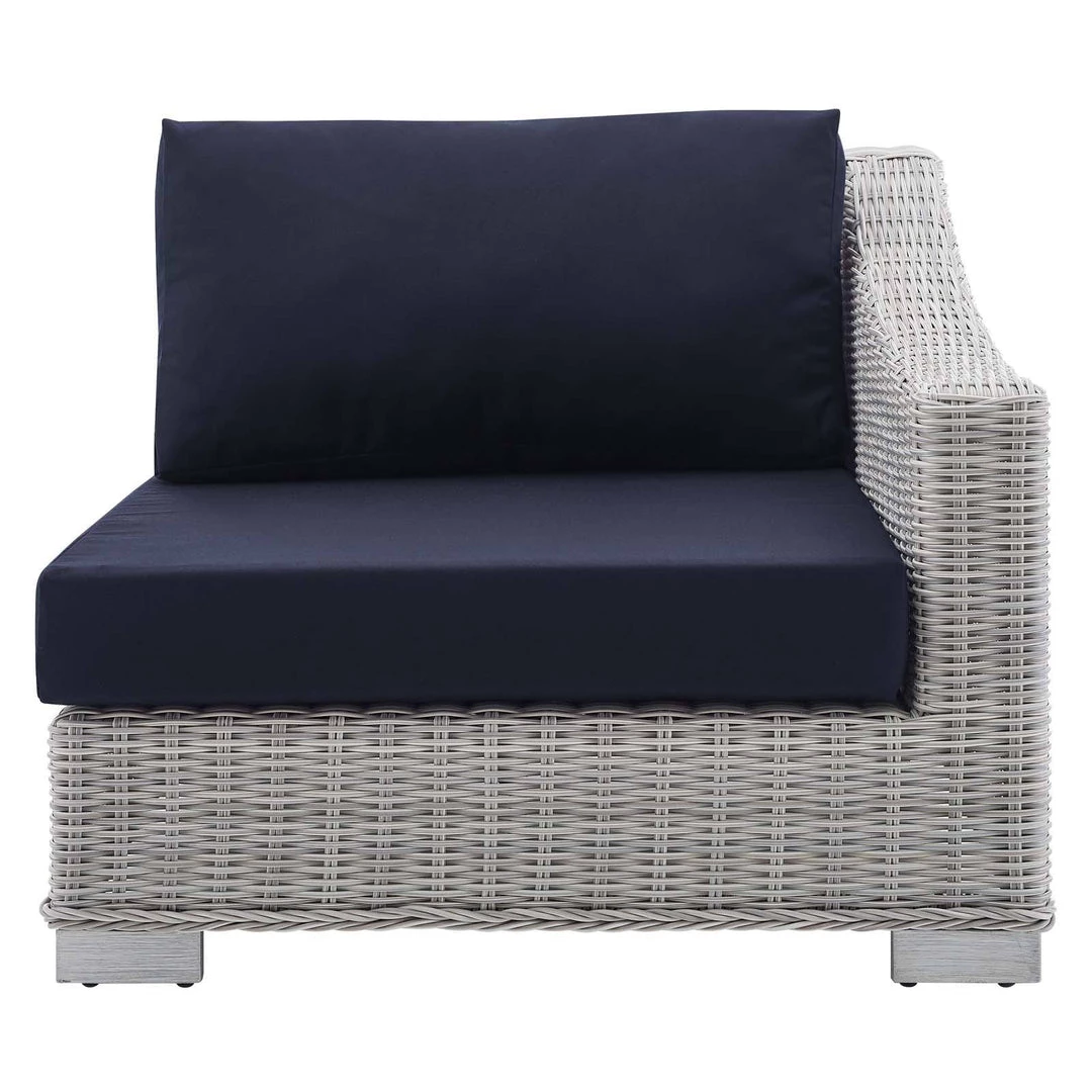 Modway Conway Sunbrella® Outdoor Patio Wicker Rattan Right-Arm Chair Light Gray Navy 4 Modway Conway Sunbrella® Outdoor Patio Wicker Rattan Right-Arm Chair Light Gray Navy