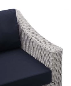 Modway Conway Sunbrella® Outdoor Patio Wicker Rattan Right-Arm Chair Light Gray Navy 13 Modway Conway Sunbrella® Outdoor Patio Wicker Rattan Right-Arm Chair Light Gray Navy