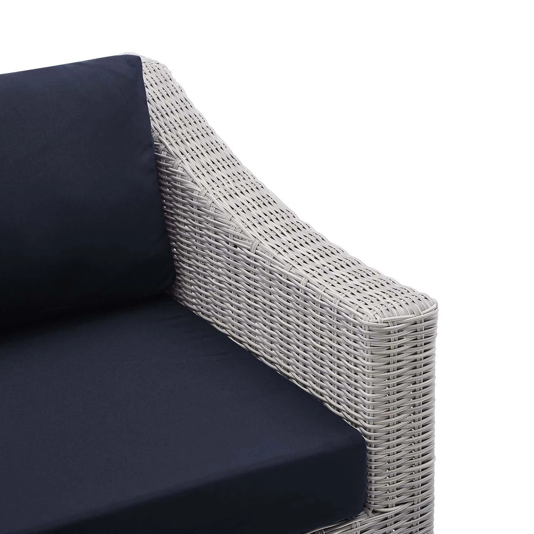 Modway Conway Sunbrella® Outdoor Patio Wicker Rattan Right-Arm Chair Light Gray Navy 5 Modway Conway Sunbrella® Outdoor Patio Wicker Rattan Right-Arm Chair Light Gray Navy