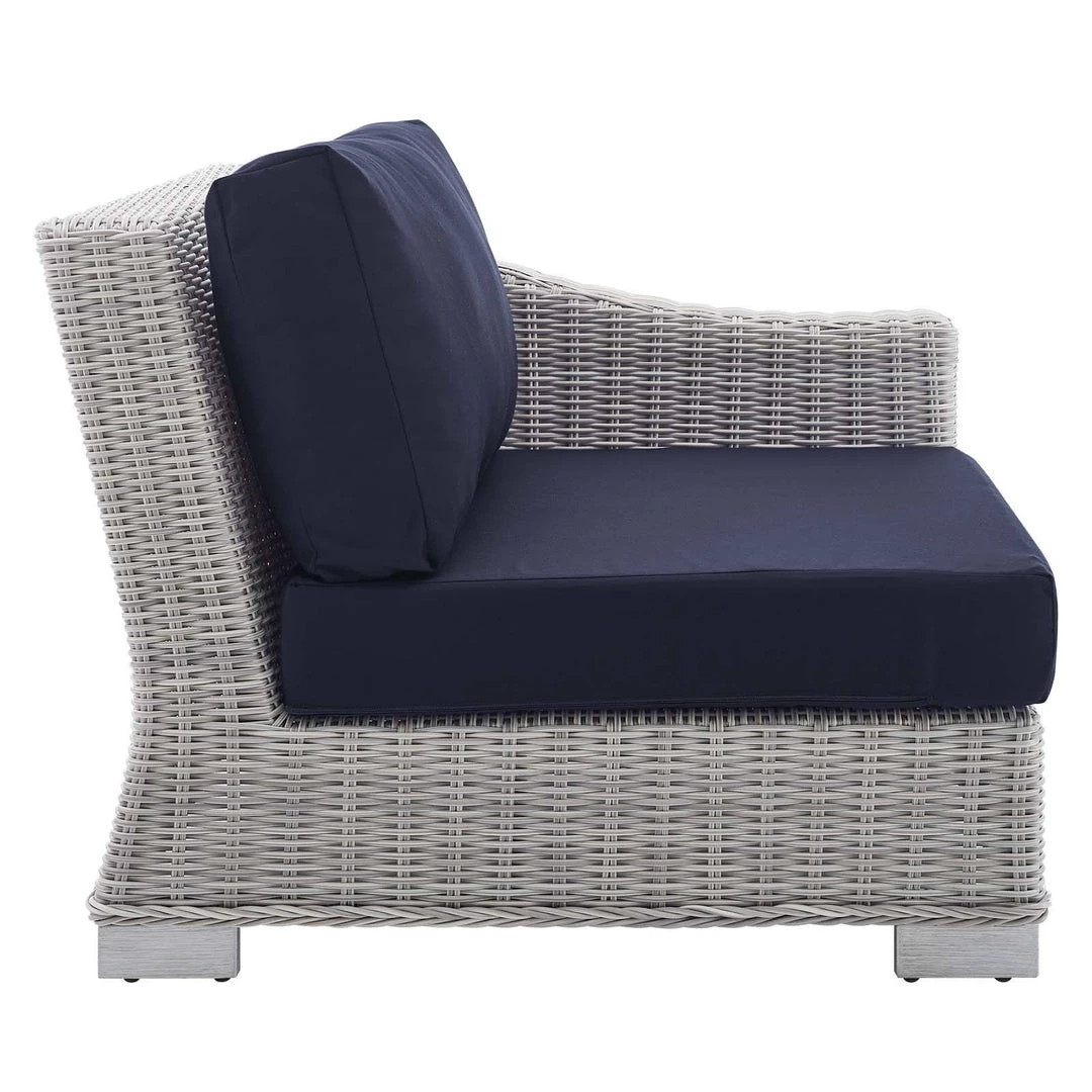 Modway Conway Sunbrella® Outdoor Patio Wicker Rattan Right-Arm Chair Light Gray Navy 2 Modway Conway Sunbrella® Outdoor Patio Wicker Rattan Right-Arm Chair Light Gray Navy