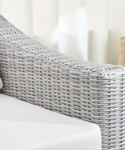 Modway Outdoor Sectional Conway Sunbrella® Outdoor Patio Wicker Rattan Right-Arm Chair Light Gray White