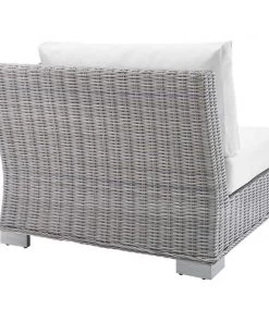 Modway Outdoor Sectional Conway Sunbrella® Outdoor Patio Wicker Rattan Right-Arm Chair Light Gray White