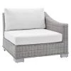 Modway Outdoor Sectional Conway Sunbrella® Outdoor Patio Wicker Rattan Right-Arm Chair Light Gray White