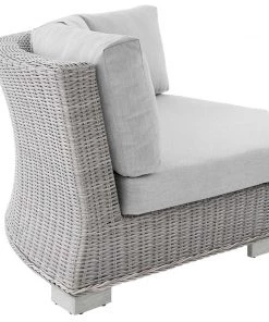 Modway Conway Sunbrella® Outdoor Patio Wicker Rattan Round Corner Chair Light Gray Gray
