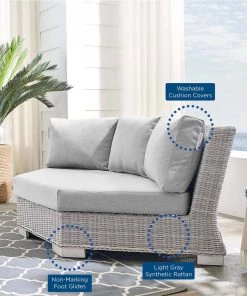 Modway Conway Sunbrella® Outdoor Patio Wicker Rattan Round Corner Chair Light Gray Gray 16 Modway Conway Sunbrella® Outdoor Patio Wicker Rattan Round Corner Chair Light Gray Gray