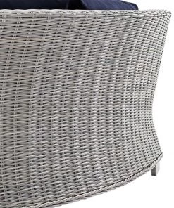 Modway Conway Sunbrella® Outdoor Patio Wicker Rattan Round Corner Chair Light Gray Navy Outdoor Sectional