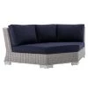 Modway Conway Sunbrella® Outdoor Patio Wicker Rattan Round Corner Chair Light Gray Navy Outdoor Sectional