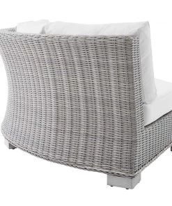 Modway Conway Sunbrella® Outdoor Patio Wicker Rattan Round Corner Chair Light Gray White Outdoor Sectional