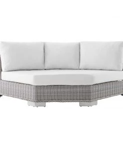 Modway Conway Sunbrella® Outdoor Patio Wicker Rattan Round Corner Chair Light Gray White Outdoor Sectional