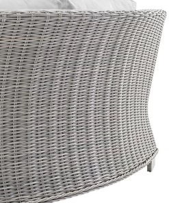 Modway Conway Sunbrella® Outdoor Patio Wicker Rattan Round Corner Chair Light Gray White Outdoor Sectional