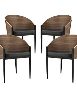 Modway Cooper Dining Chairs Set Of 4 Walnut