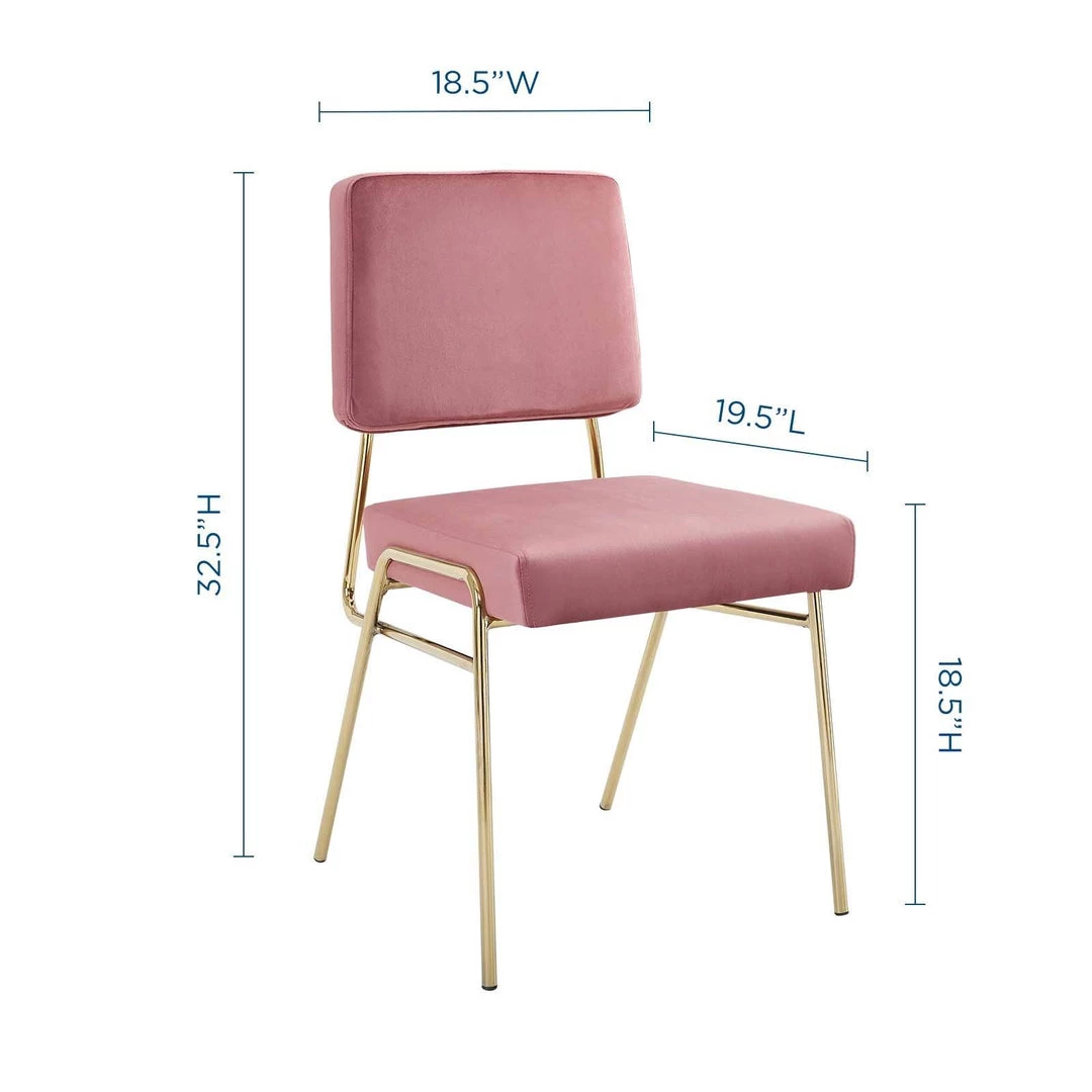 Modway Craft Dining Side Chair Performance Velvet Set Of 2 Gold Dusty Rose Dining Chairs 7 Modway Craft Dining Side Chair Performance Velvet Set Of 2 Gold Dusty Rose Dining Chairs