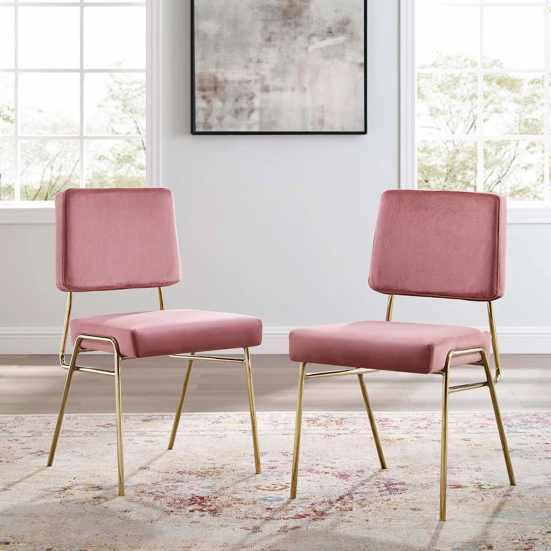 Modway Craft Dining Side Chair Performance Velvet Set Of 2 Gold Dusty Rose Dining Chairs 8 Modway Craft Dining Side Chair Performance Velvet Set Of 2 Gold Dusty Rose Dining Chairs