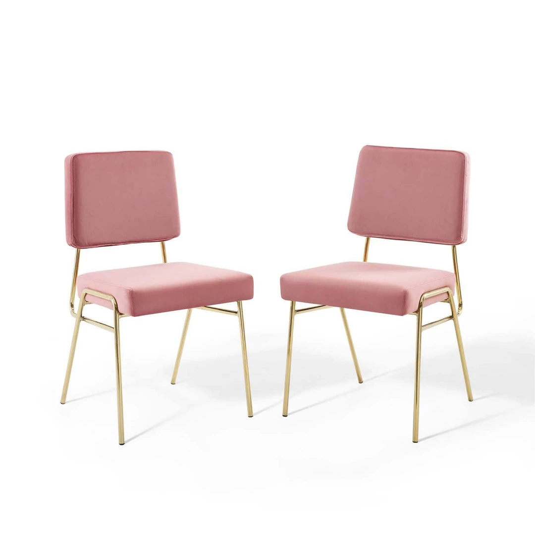 Modway Craft Dining Side Chair Performance Velvet Set Of 2 Gold Dusty Rose Dining Chairs 1 Modway Craft Dining Side Chair Performance Velvet Set Of 2 Gold Dusty Rose Dining Chairs