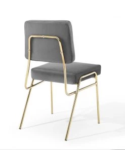 Modway Dining Chairs Craft Dining Side Chair Performance Velvet Set Of 2 Gold Gray