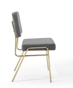 Modway Dining Chairs Craft Dining Side Chair Performance Velvet Set Of 2 Gold Gray