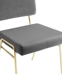 Modway Dining Chairs Craft Dining Side Chair Performance Velvet Set Of 2 Gold Gray