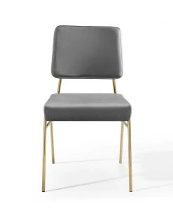 Modway Dining Chairs Craft Dining Side Chair Performance Velvet Set Of 2 Gold Gray