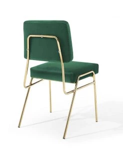 Modway Craft Dining Side Chair Performance Velvet Set Of 2 Gold Green