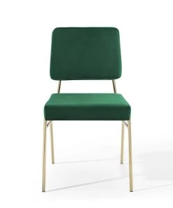 Modway Craft Dining Side Chair Performance Velvet Set Of 2 Gold Green