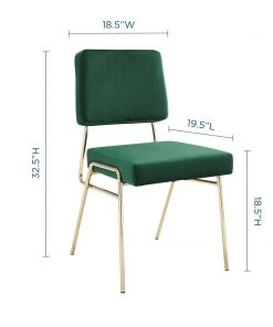 Modway Craft Dining Side Chair Performance Velvet Set Of 2 Gold Green