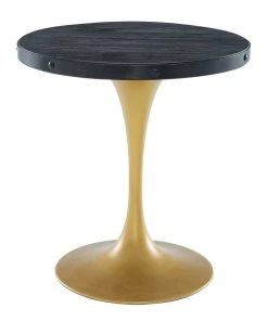 Modway Drive 28" Round Wood Top Dining Table Black Gold Dining Tables