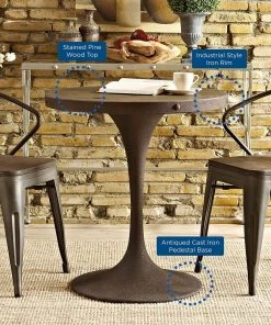 Modway Dining Tables Drive 28" Round Wood Top Dining Table Brown 9 Modway Dining Tables Drive 28