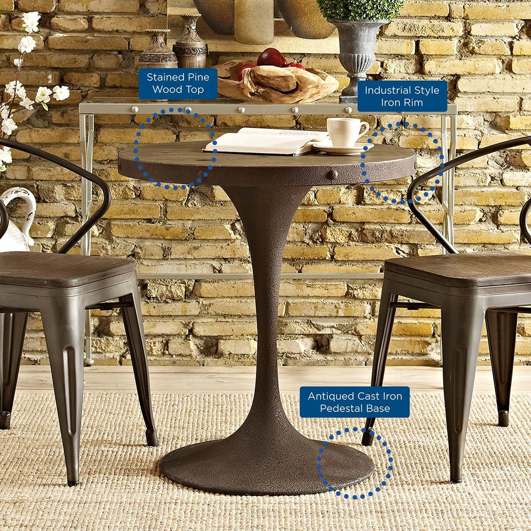 Modway Dining Tables Drive 28" Round Wood Top Dining Table Brown 4 Modway Dining Tables Drive 28" Round Wood Top Dining Table Brown