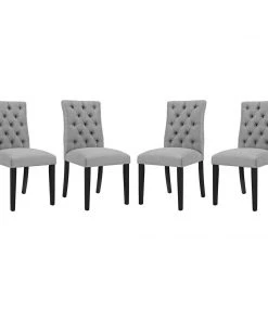 Modway Duchess Dining Chair Fabric Set Of 4 Light Gray Dining Chairs