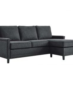Modway Sectionals Ashton Upholstered Fabric Sectional Sofa Charcoal